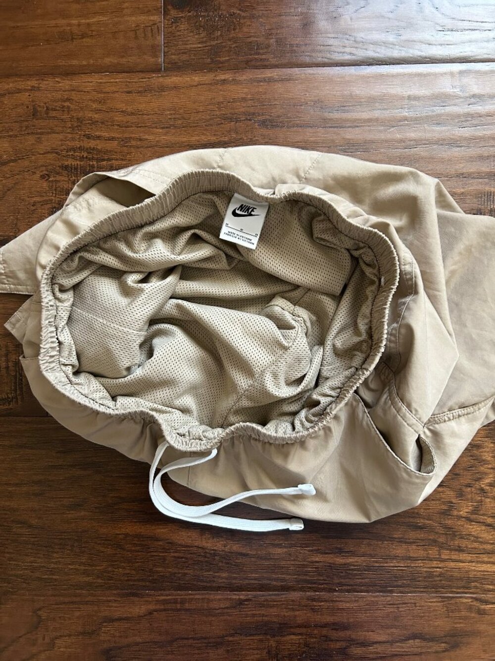 Nike mens tan khaki swim drawstring trunks running shorts lined size M medium - Picture 5 of 5